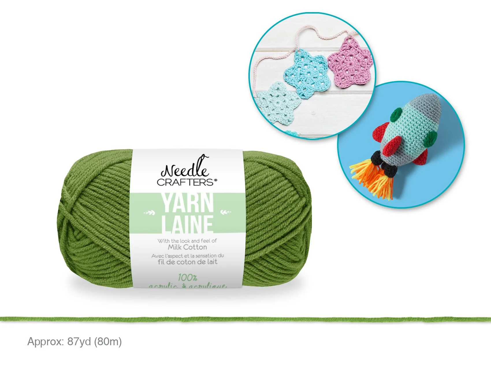 Needlecrafters: 50g Acrylic Milk Cotton Yarn Q) Sage Green