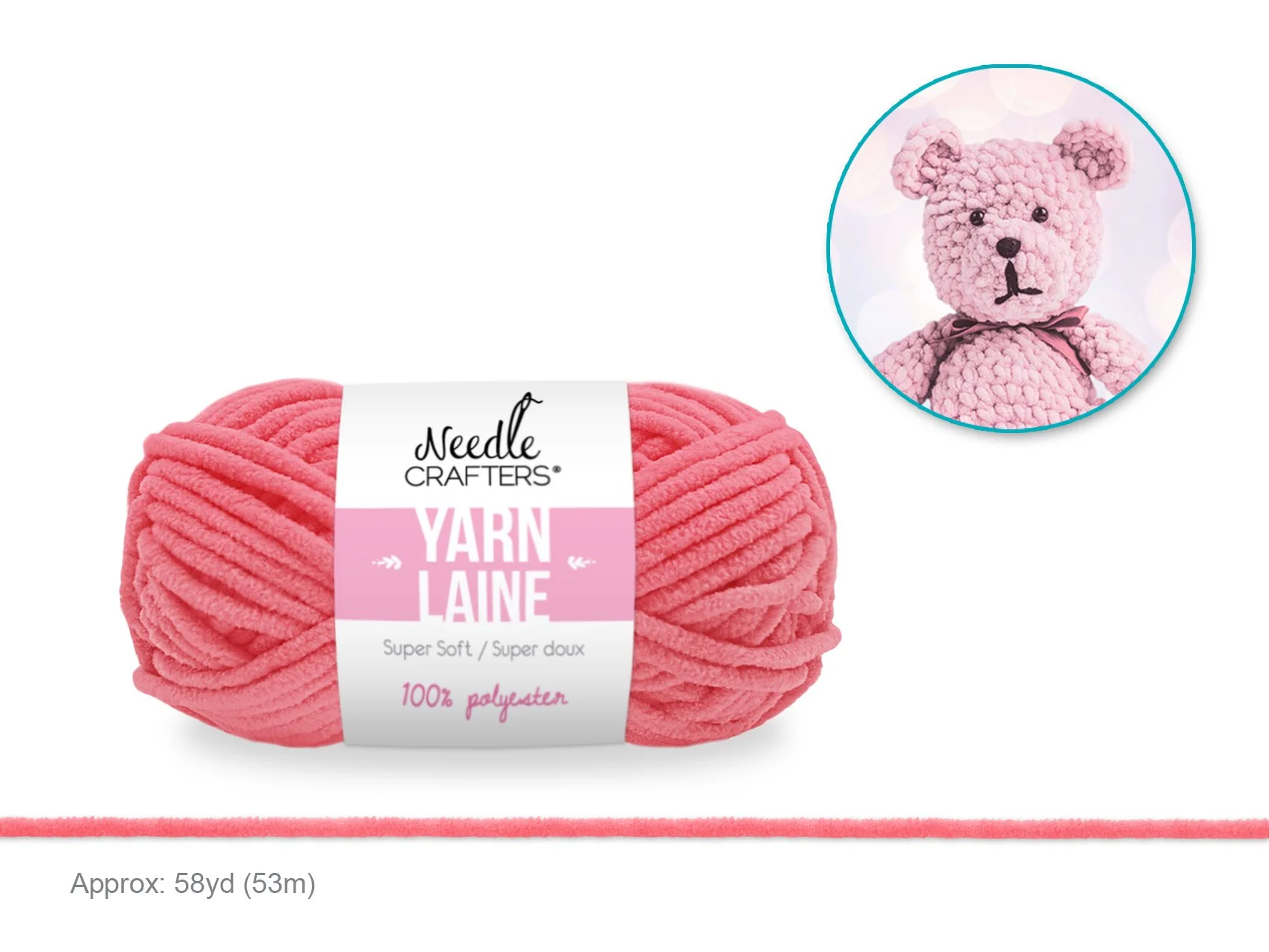 Needlecrafters: 50g Poly Chenille-Soft Yarn Ball A) Princess