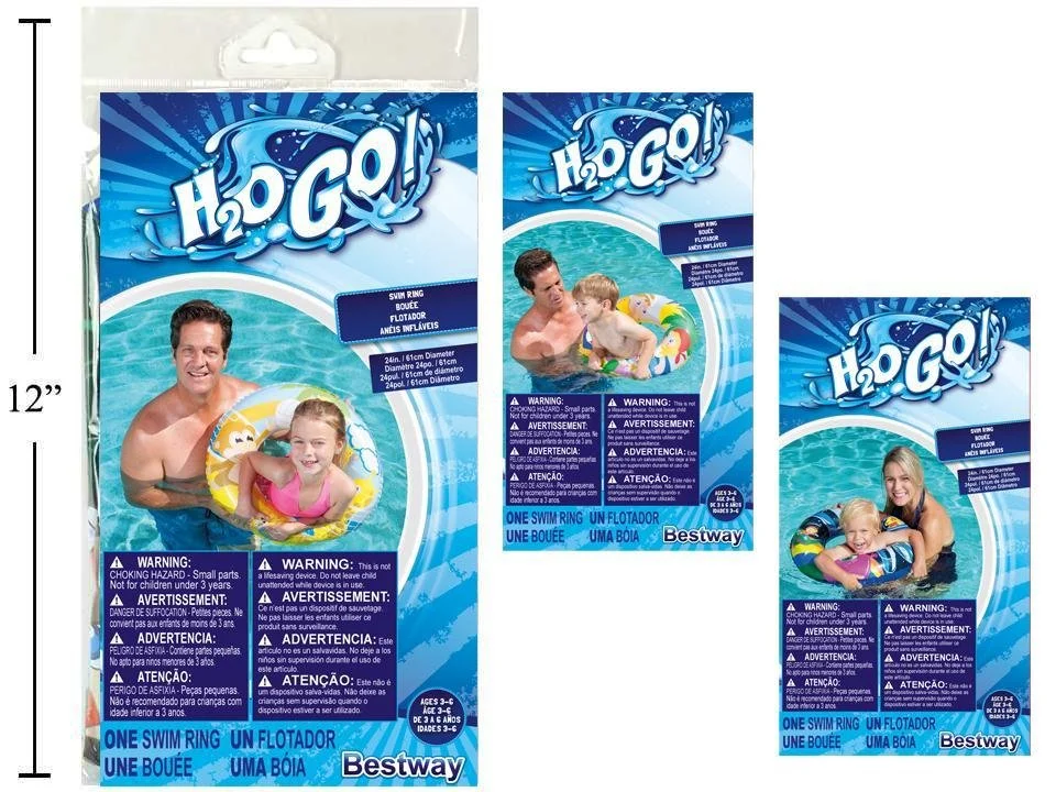 24" Inflatable Swim Ring-Kiddie Cool Designs, 3/s
