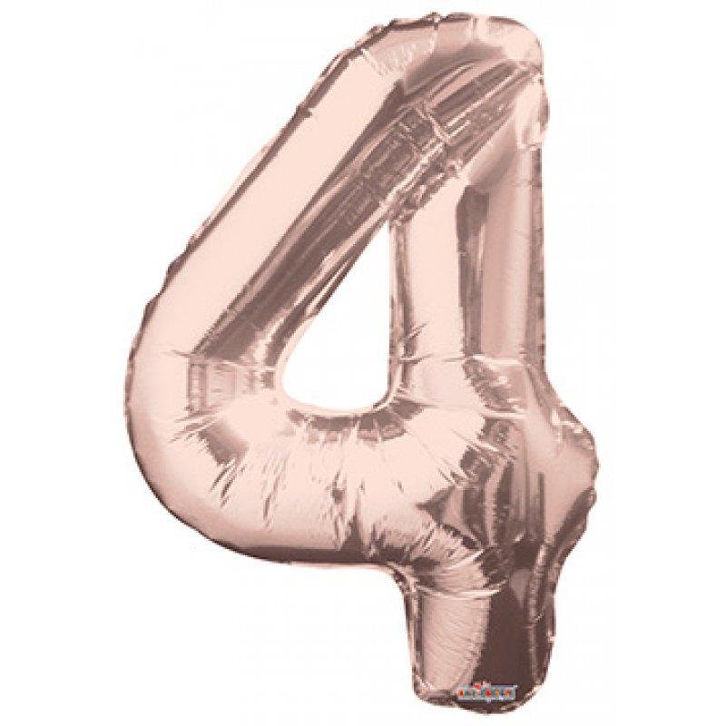 Foil Balloon Number Rose Gold "4" 34 inch