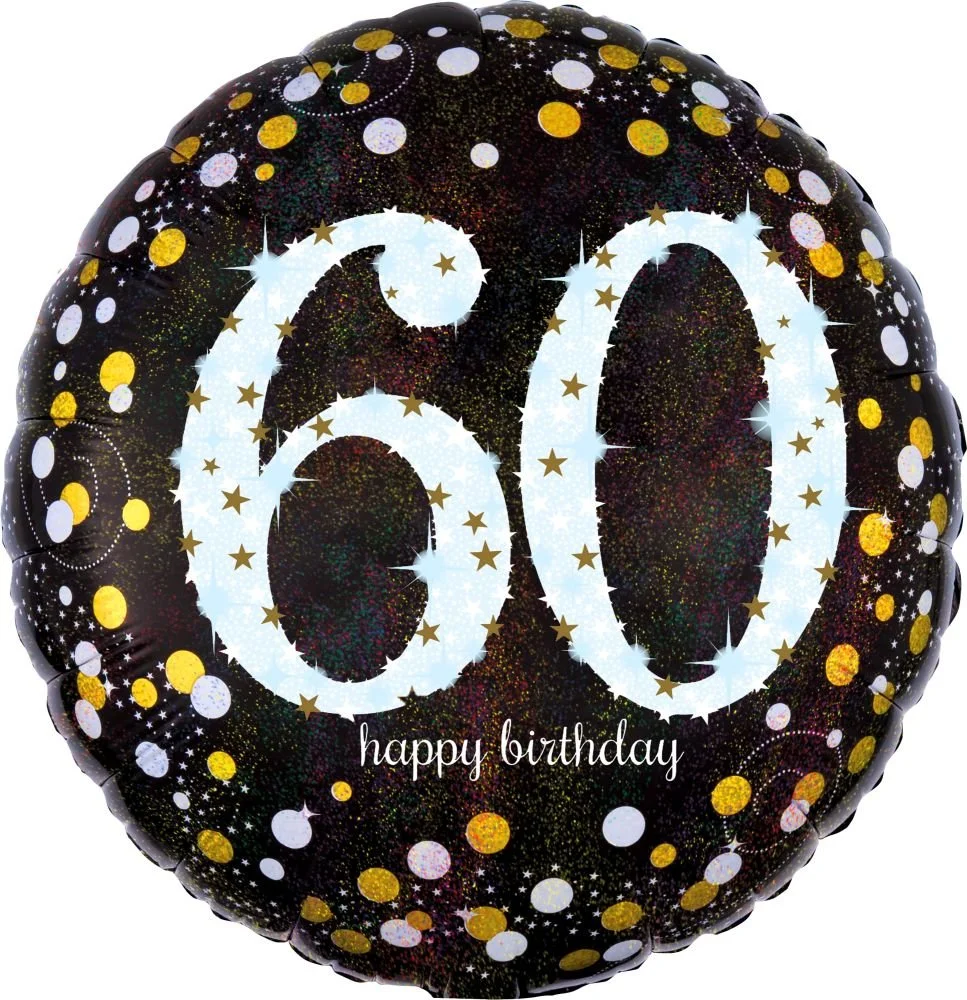 18" Holographic Sparkling Birthday 60 Balloon