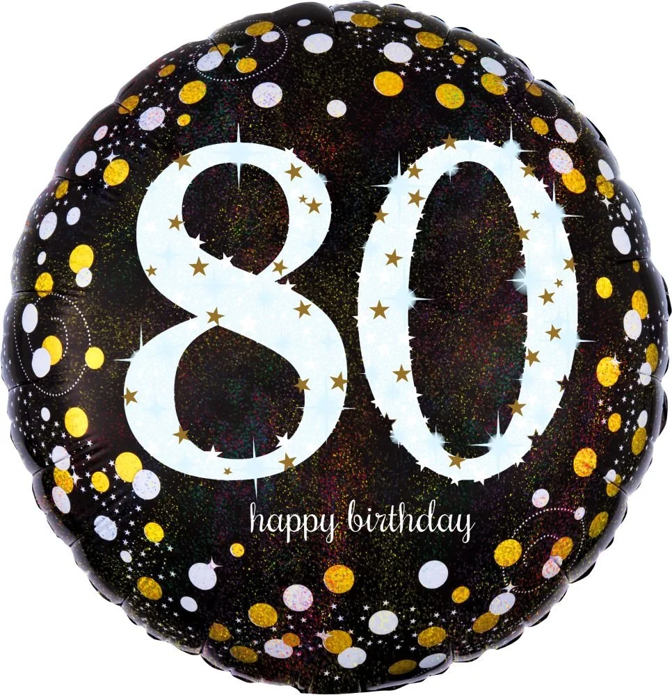 18" Holographic Sparkling Birthday 80 Balloon