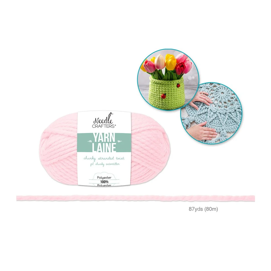 Needlecrafters: Chunky Stranded Twist Poly Yarn A - Baby Pink
