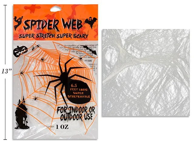 1oz Deluxe Super Stretchable Spider Web. Stretch up to 6.5 Feet