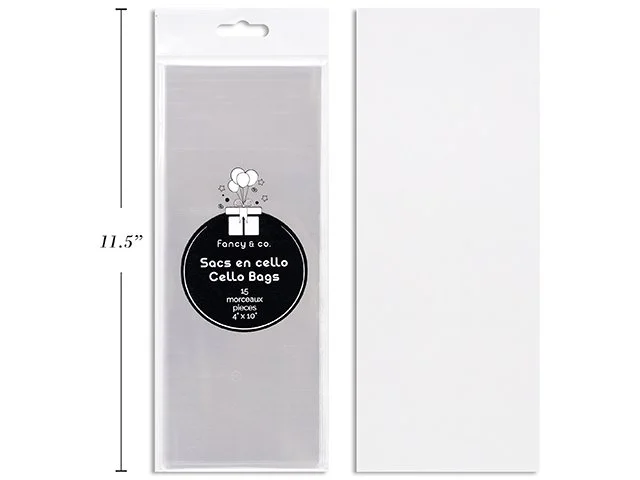 30 Micron Clear Cello Bag 15 pcs 4''x10''