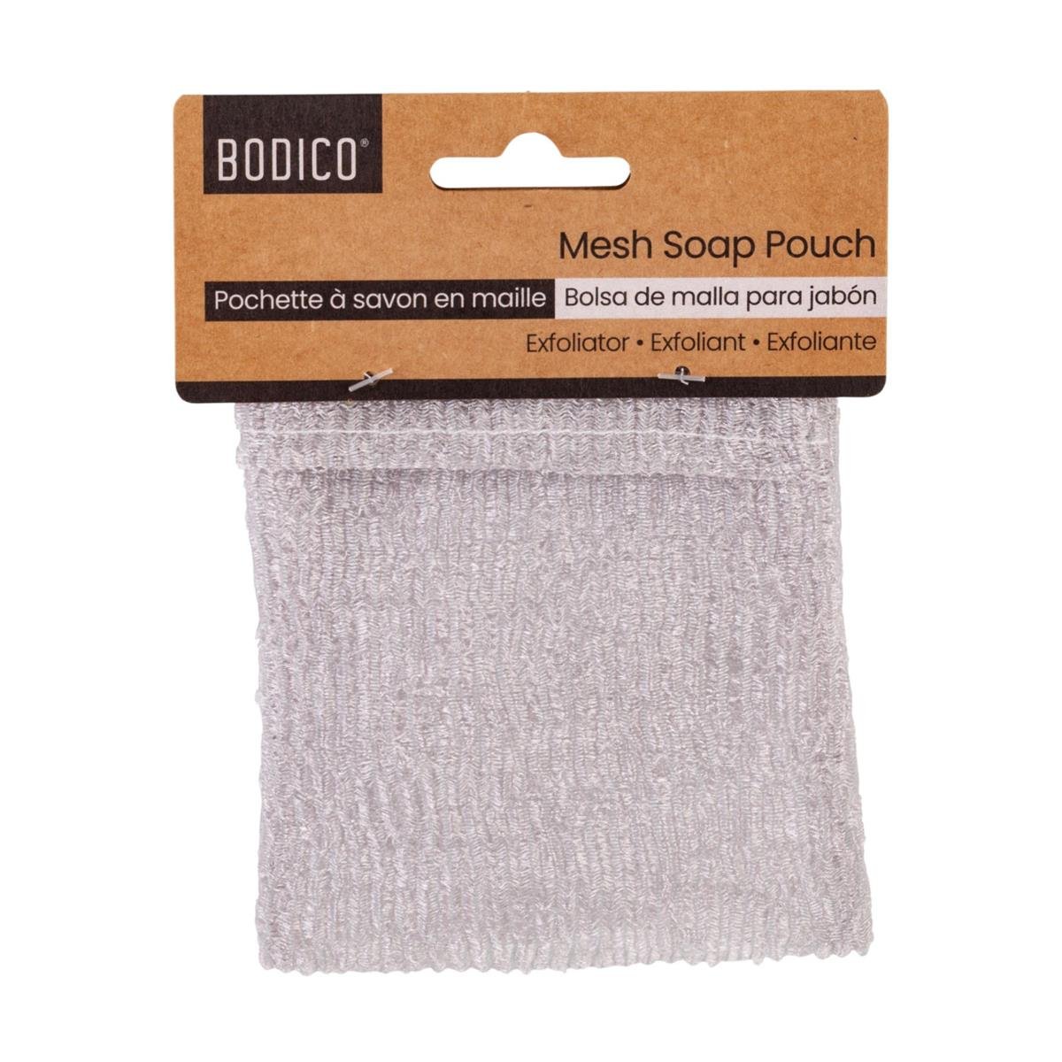 Bodico, Nylon Mesh Soap Pouch, Exfoliator, 12.5x9.5cm, Grey