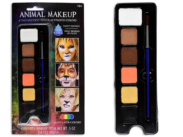 6-Colours Animal Makeup Tray w/Brush. Net Weight: 14.1g.