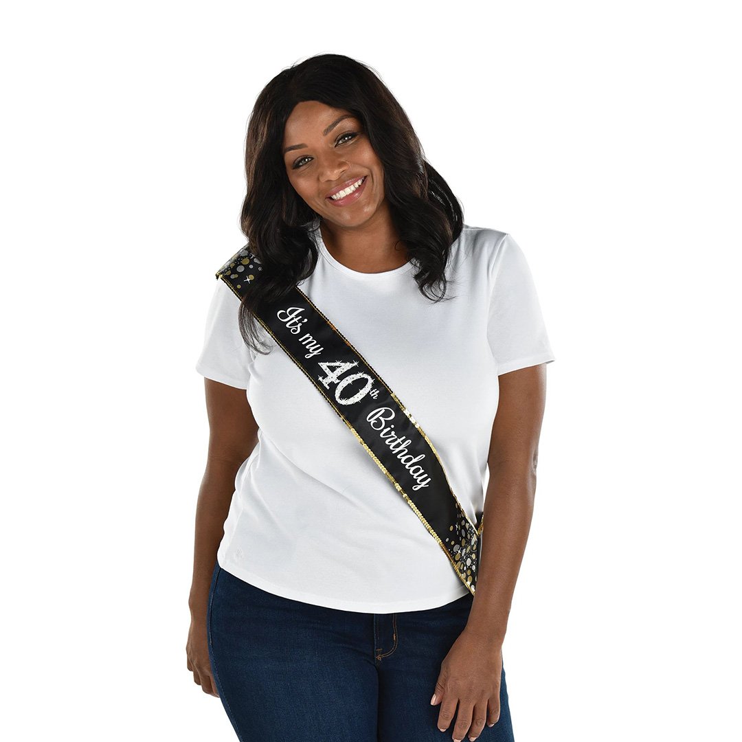 Sparkling Celebration Fabric Sash - 40th