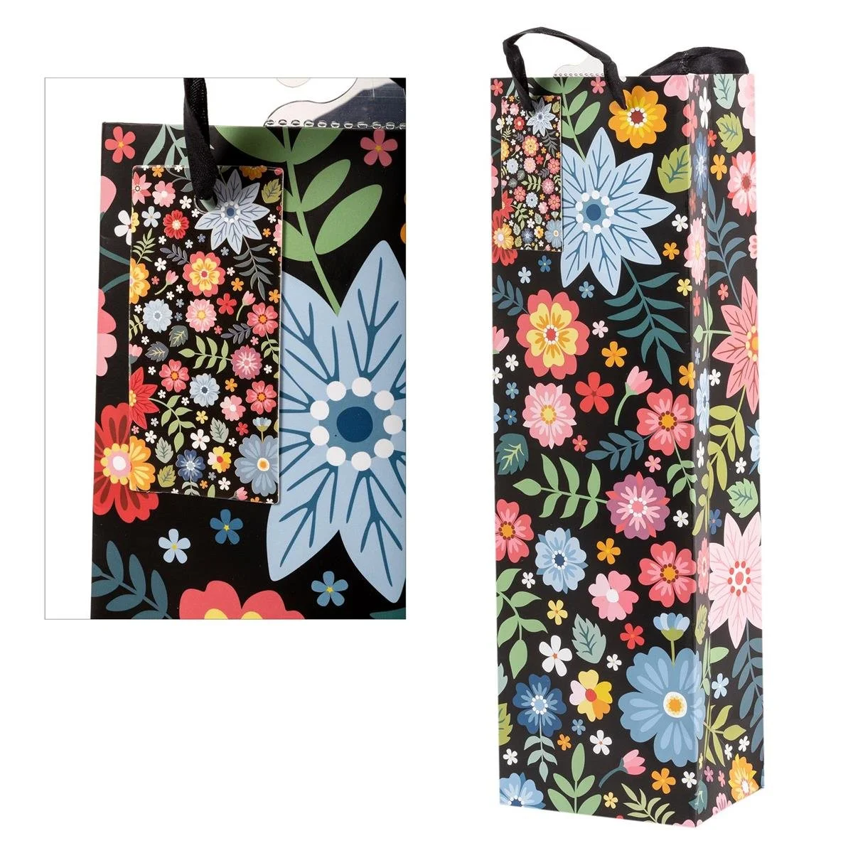 Paper T., Bottle Gift Bag, Floral, Matte 157GSM