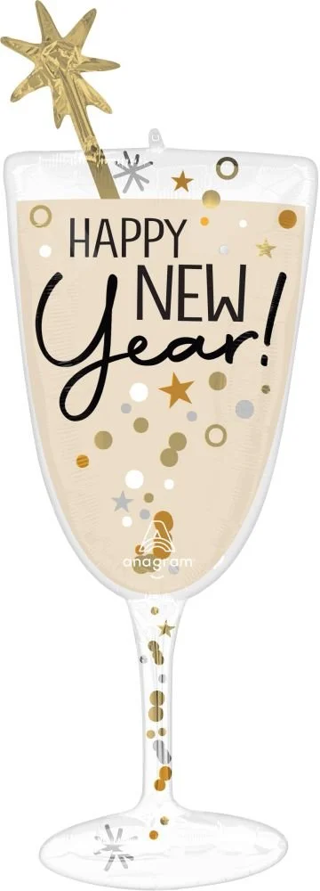 SuperShape Bubbly New Year Glass Balloon