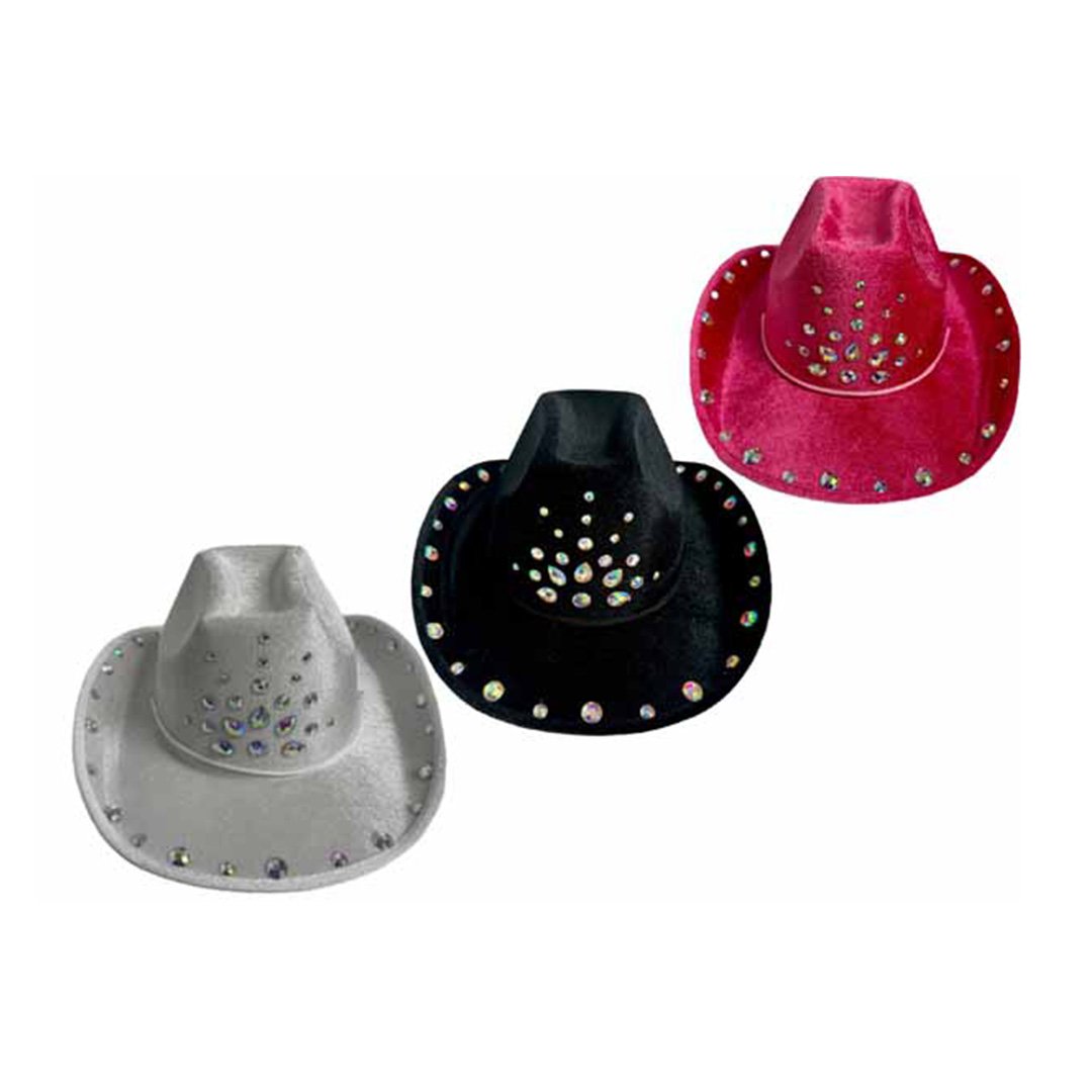 VELOUR BLING COWGIRL HAT ASST