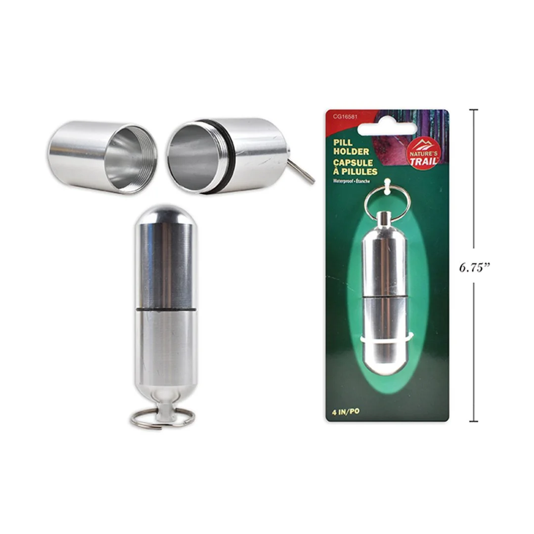 Stainless Steel Waterproof Pill Holder Keychain