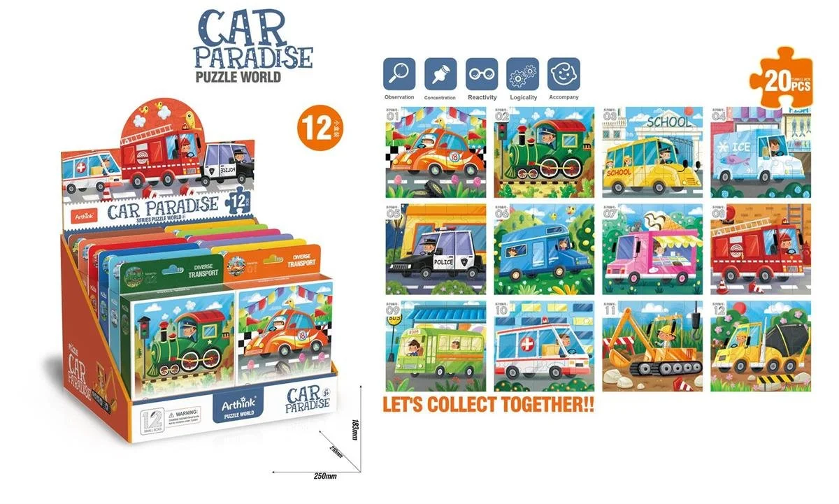 20pcs Puzzle, Car Paradise Series, 8.3"x7.5", 12box/dsp