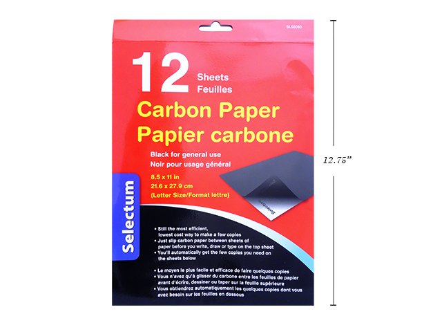 CARBON PAPER 11X8.5" 12 SHTS/PKG, BLACK COLOUR