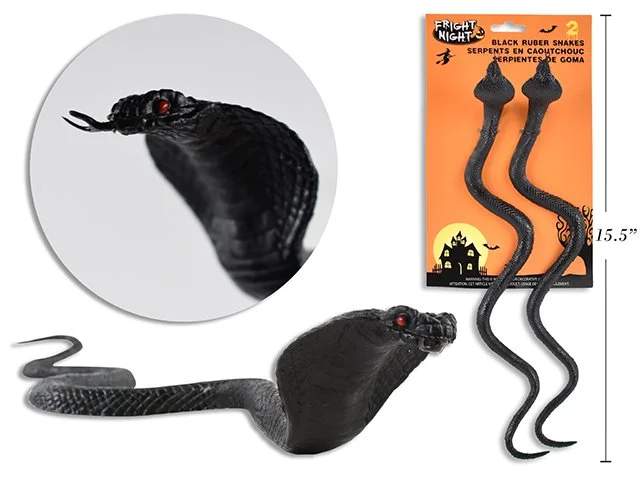 2pk 14in Black Rubber Snakes