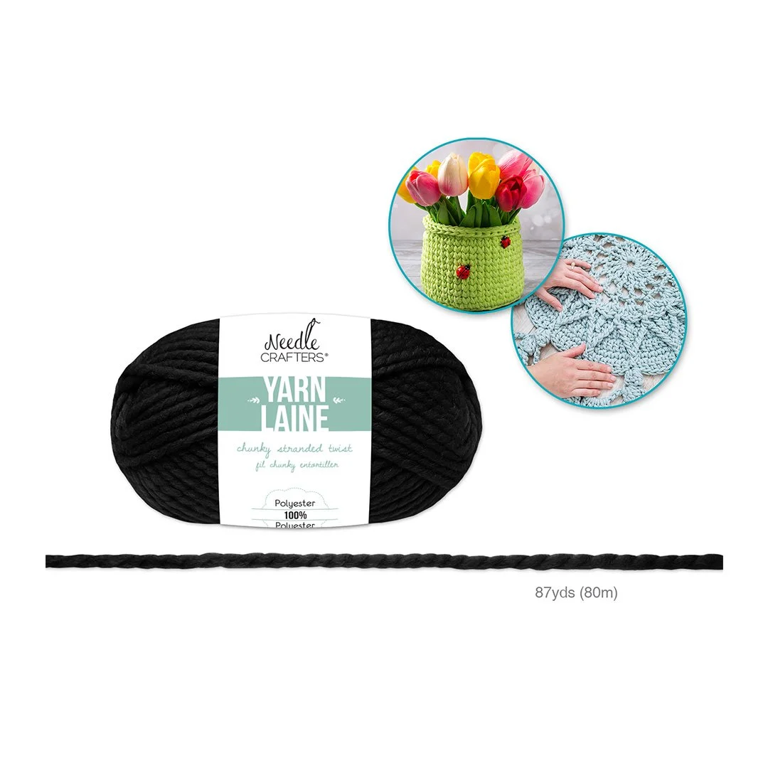 Needlecrafters: Chunky Stranded Twist Poly Yarn C - Black