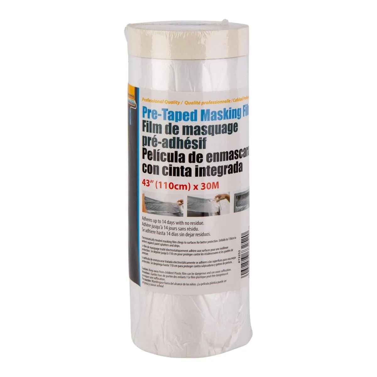 H.E. Paint Pro Pre-Taped Masking Film, 43"x 30M