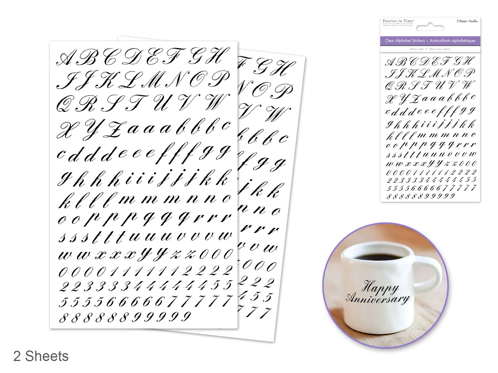 Paper Craft Sticker: 4"x5.25" Mini Fonts 2 Sheets B) Script