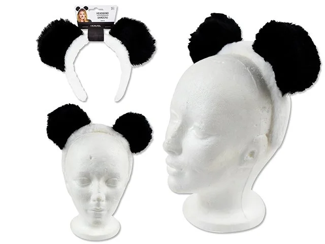 8.25in(H) x 10in(W) 2-Tone Plush Ears Panda Bear Ears Headband