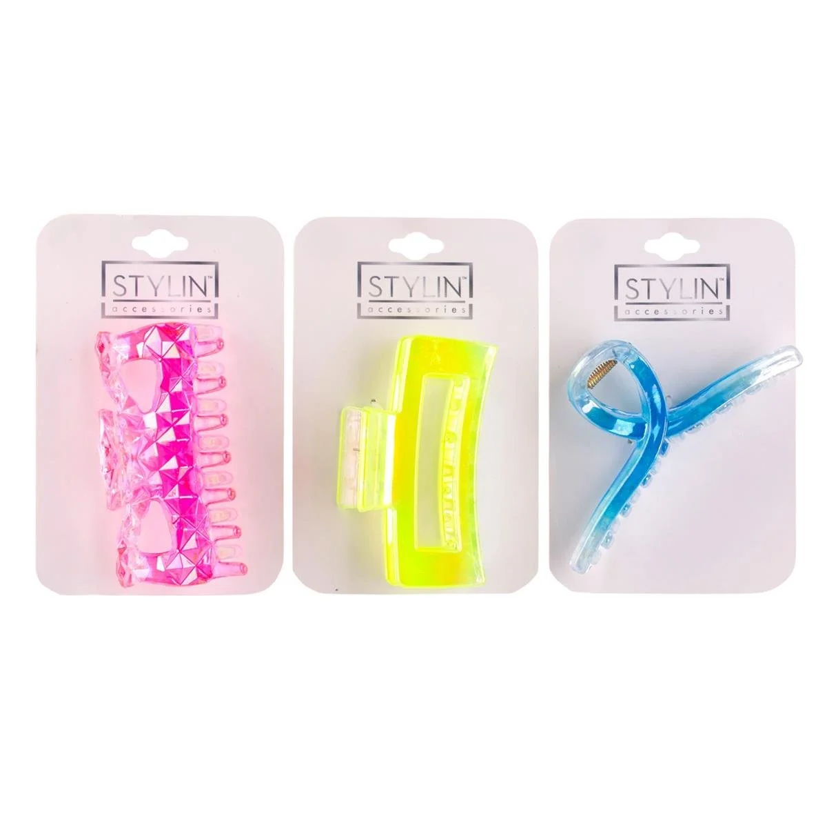 Stylin, Small Neon Claw Clip,3-asst.