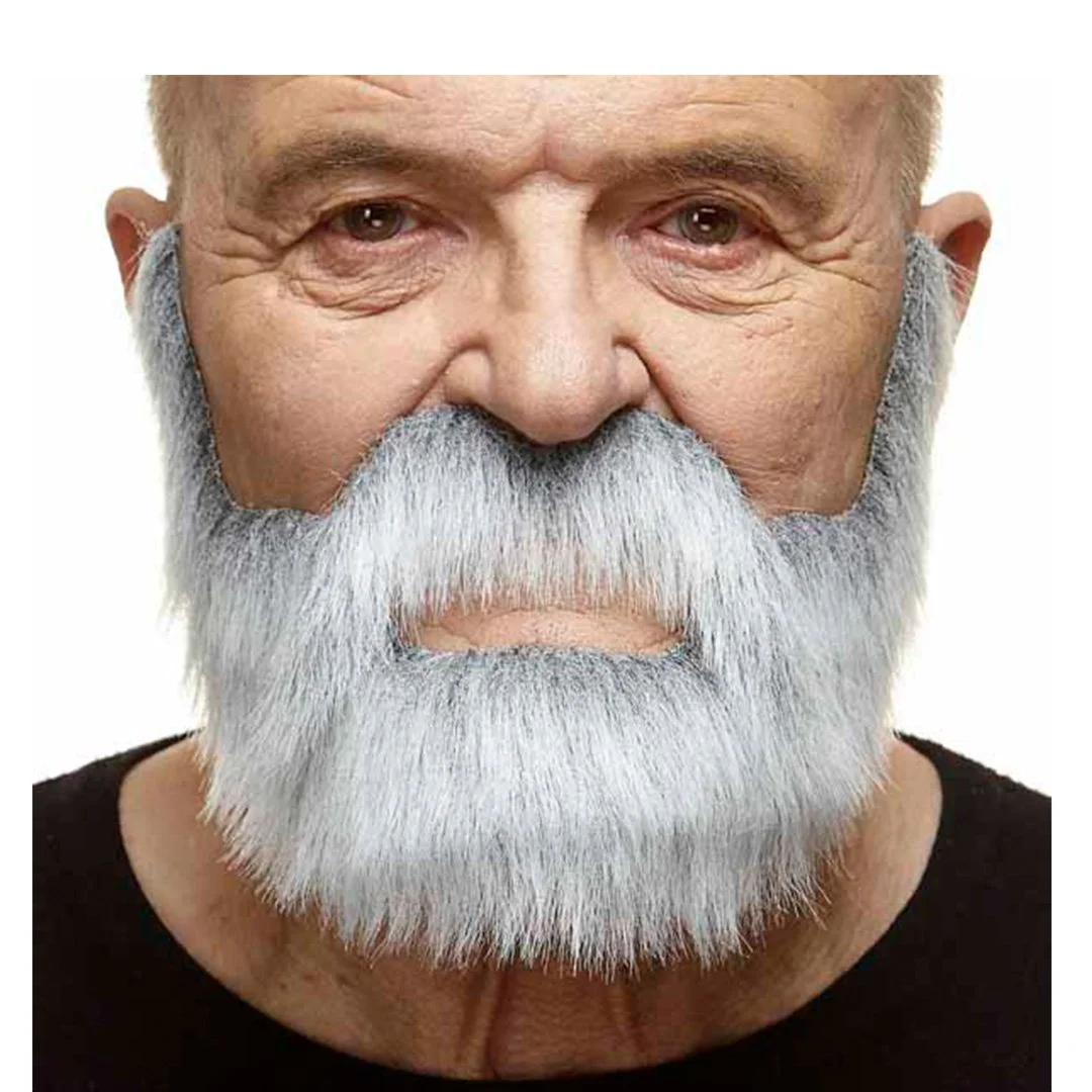 MOUSTACHE & BEARD WHITE/GREY 24CM x 17CM