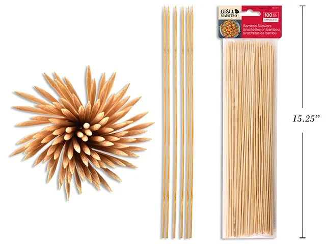 100pk 11.75in Bamboo Skewers, 3mm Thickness
