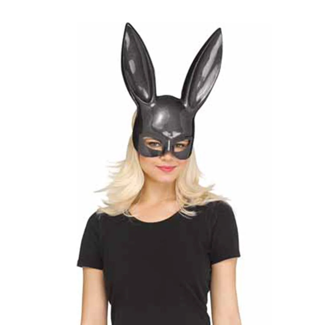 GLITTER BUNNY MASK BLACK