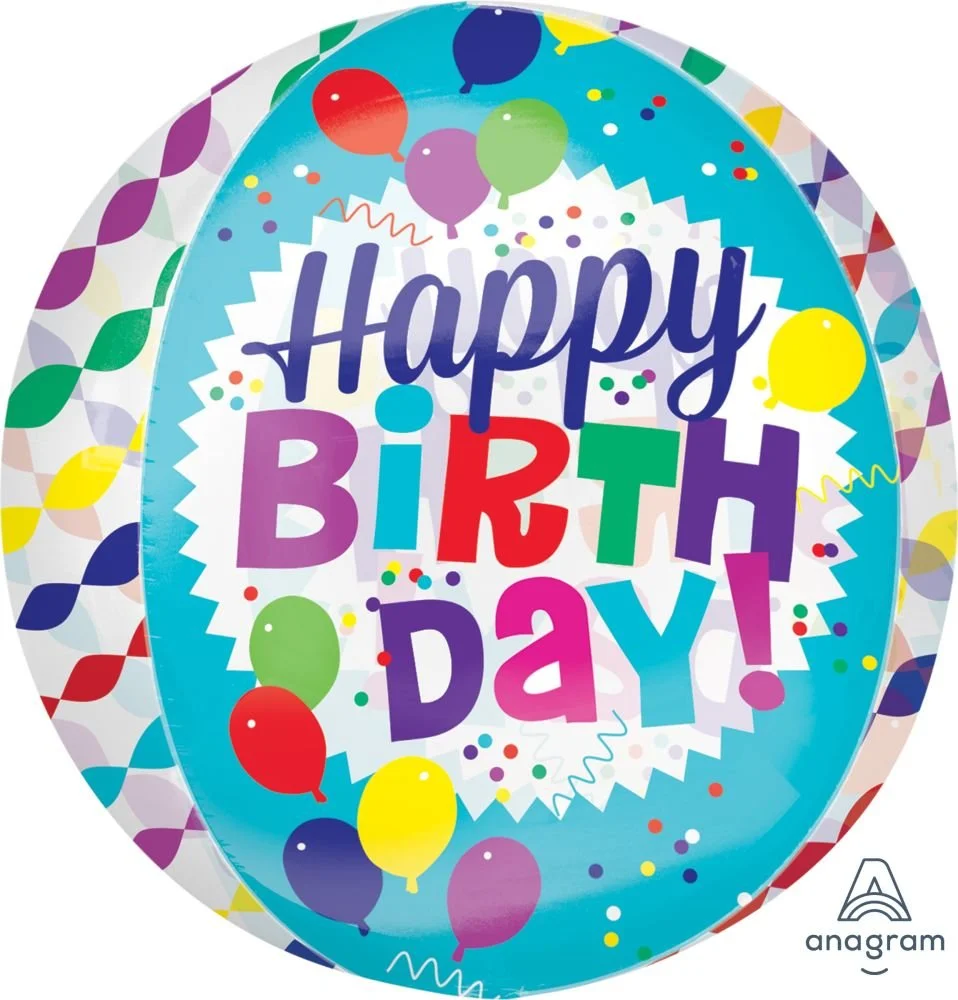 Orbz Happy Birthday Streamer Burst Balloon