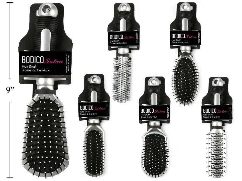 Bodico 9" Pl. Hair Brush, 6 styles