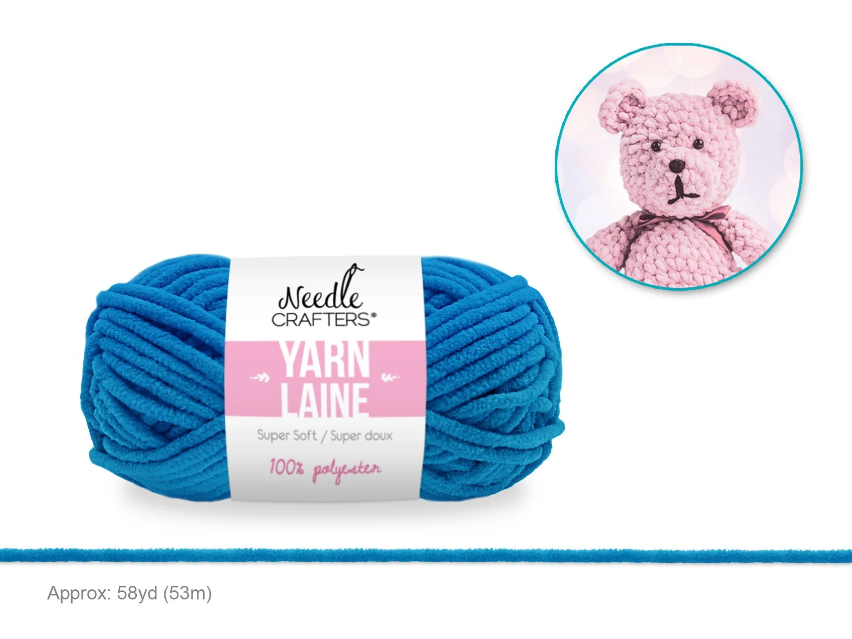 Needlecrafters: 50g Poly Chenille-Soft Yarn Ball B) True Blue