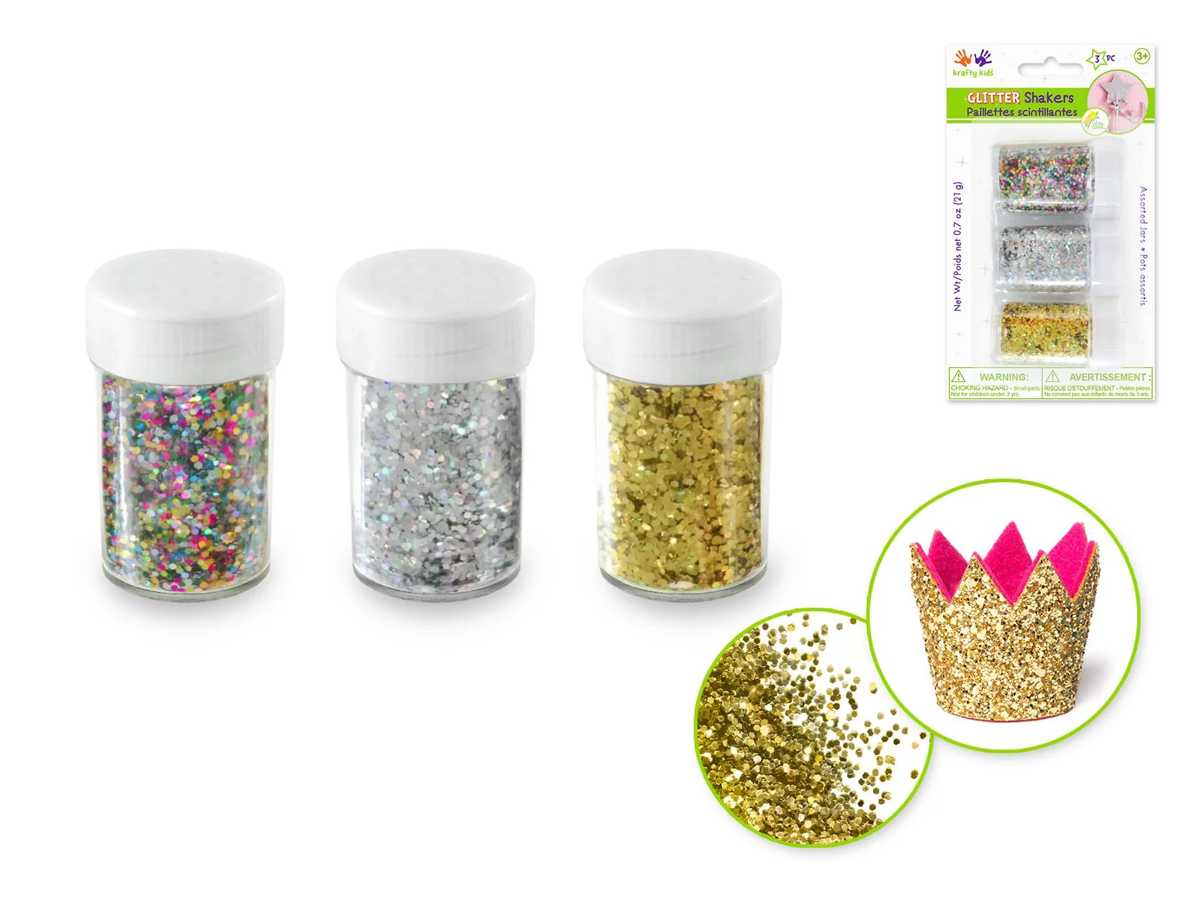 Twinkle Town: 21g Glitter Shaker Jars 3x7g Asst w/Screw-Top C) Jewel Metallics