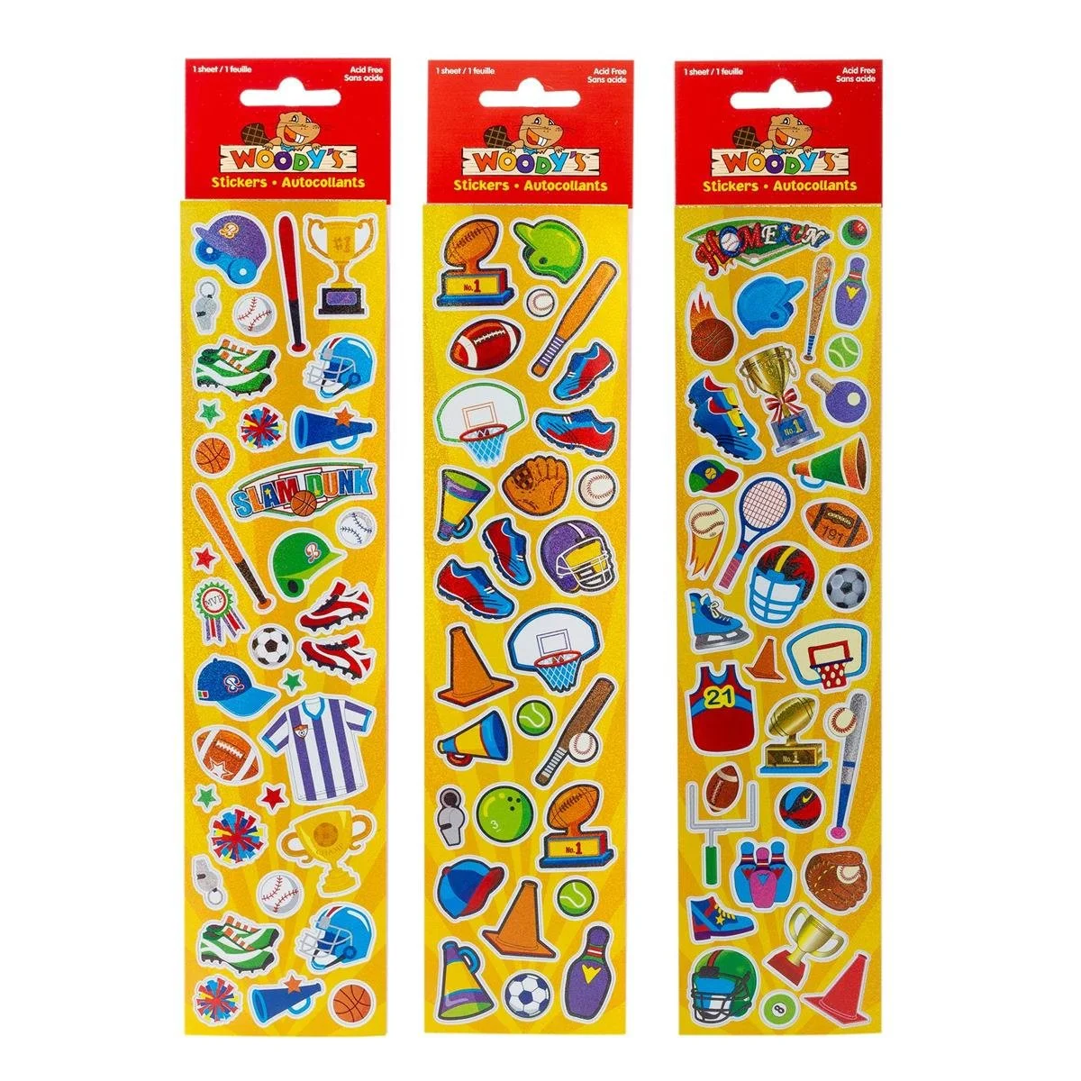 Woody's stickers, Sports 3 Asstd Styles