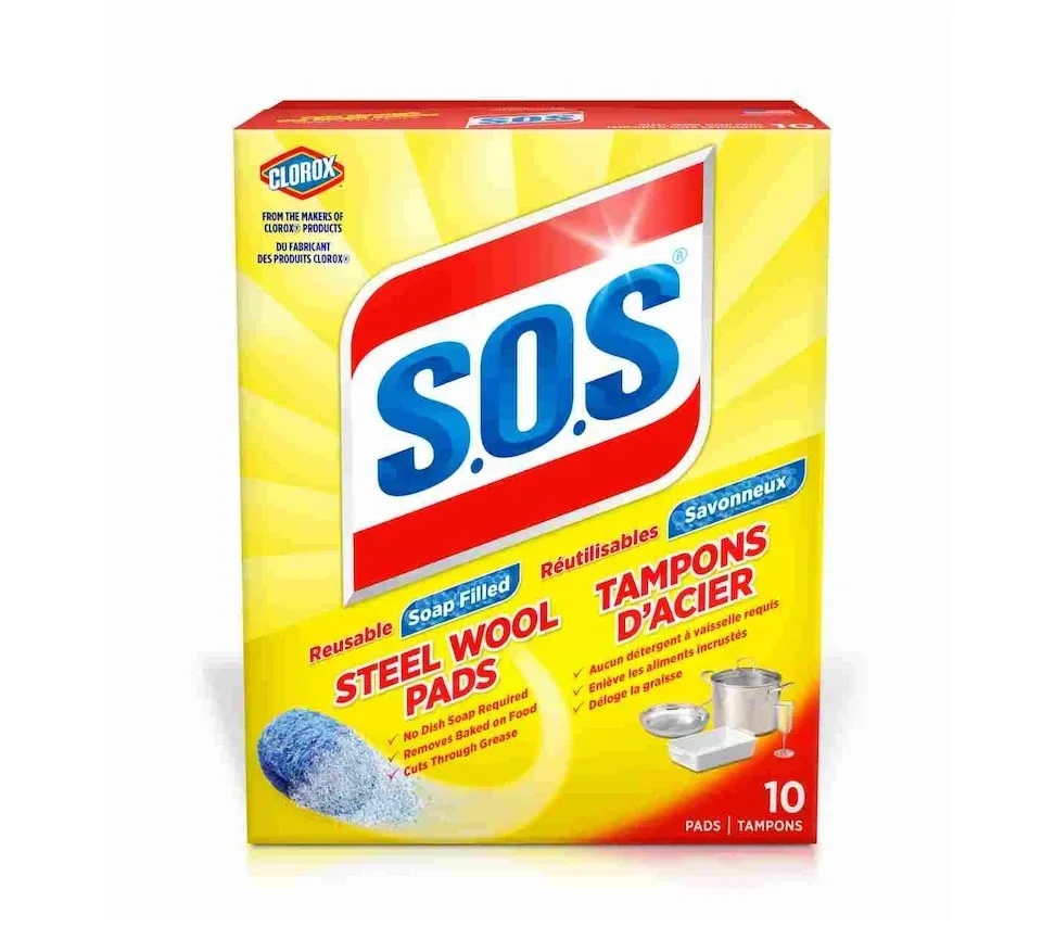 SOS STEEL WOOL PADS SOAP FILLED 10 COUNT