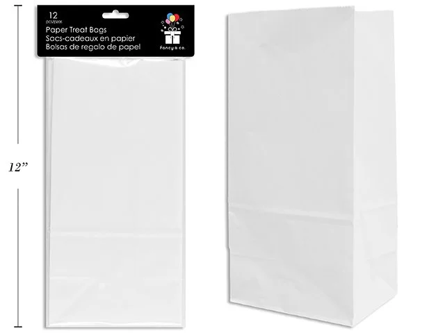 Paper Treat Bags White 10x5x3.5" 12pc.Pkg