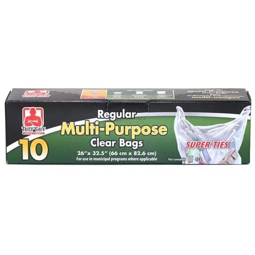 Tuff Guy – Multi-Purpose Garbage Bags – 26″ x 32.5″ – Super Ties – Clear – 10Pk
