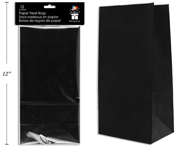 Paper Treat Bags Black 10x5x3.5" 12pc/Pkg