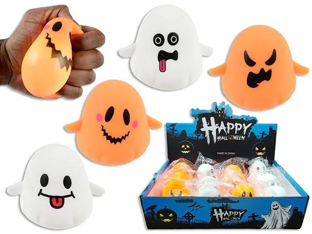 3in(H) x 2.5in(W) Hween Ghost Squishy Toy 2 Cols: Orange / White