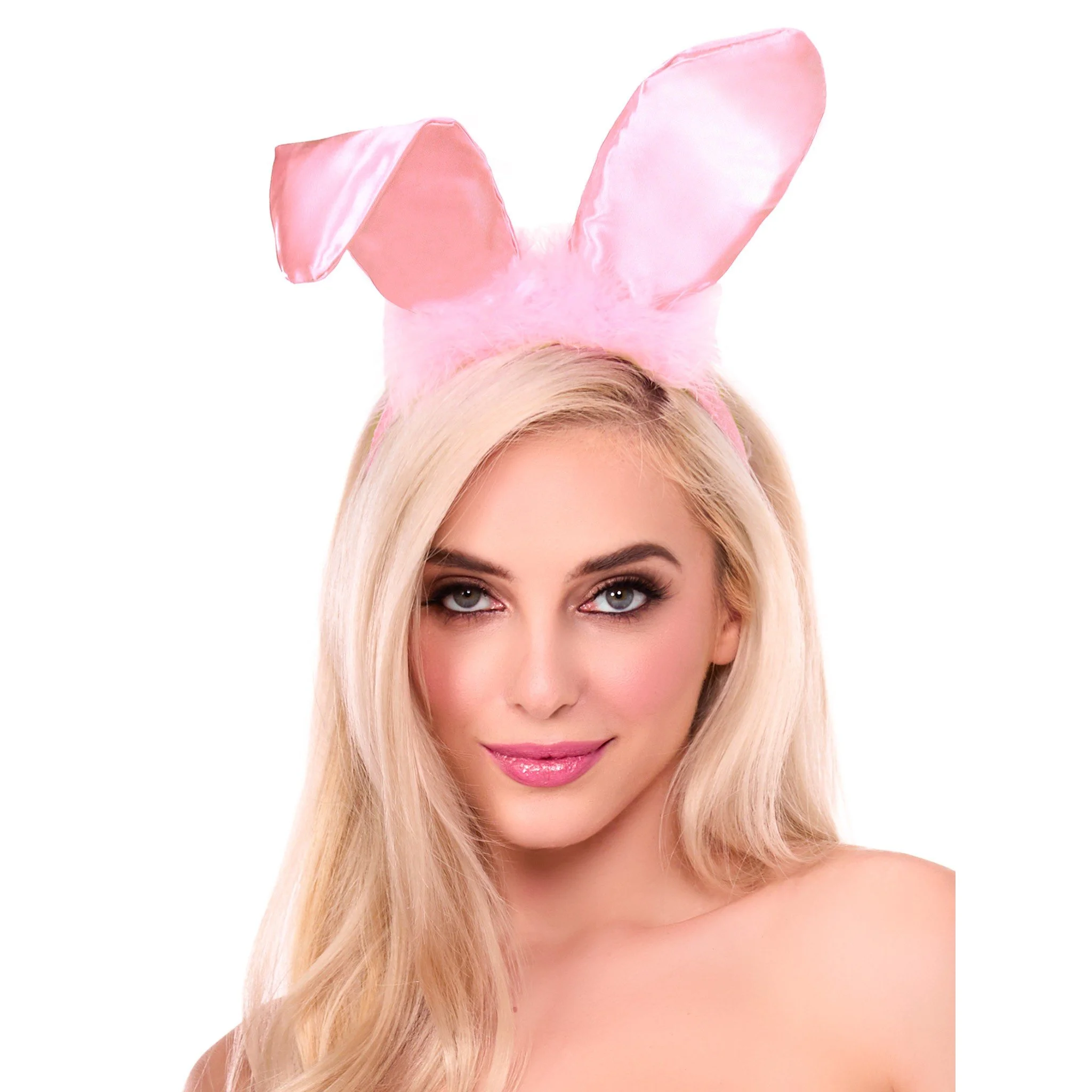 Bendable Marabou Trimmed Satin Bunny Ears