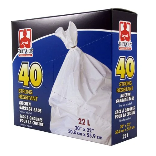 Tuff Guy – Kitchen Bags – 20″ x 22″ – White – 40Pk