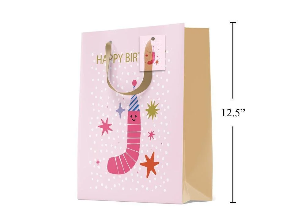 Paper T., Large Gift Bag, Bday Worm, Matte/HS