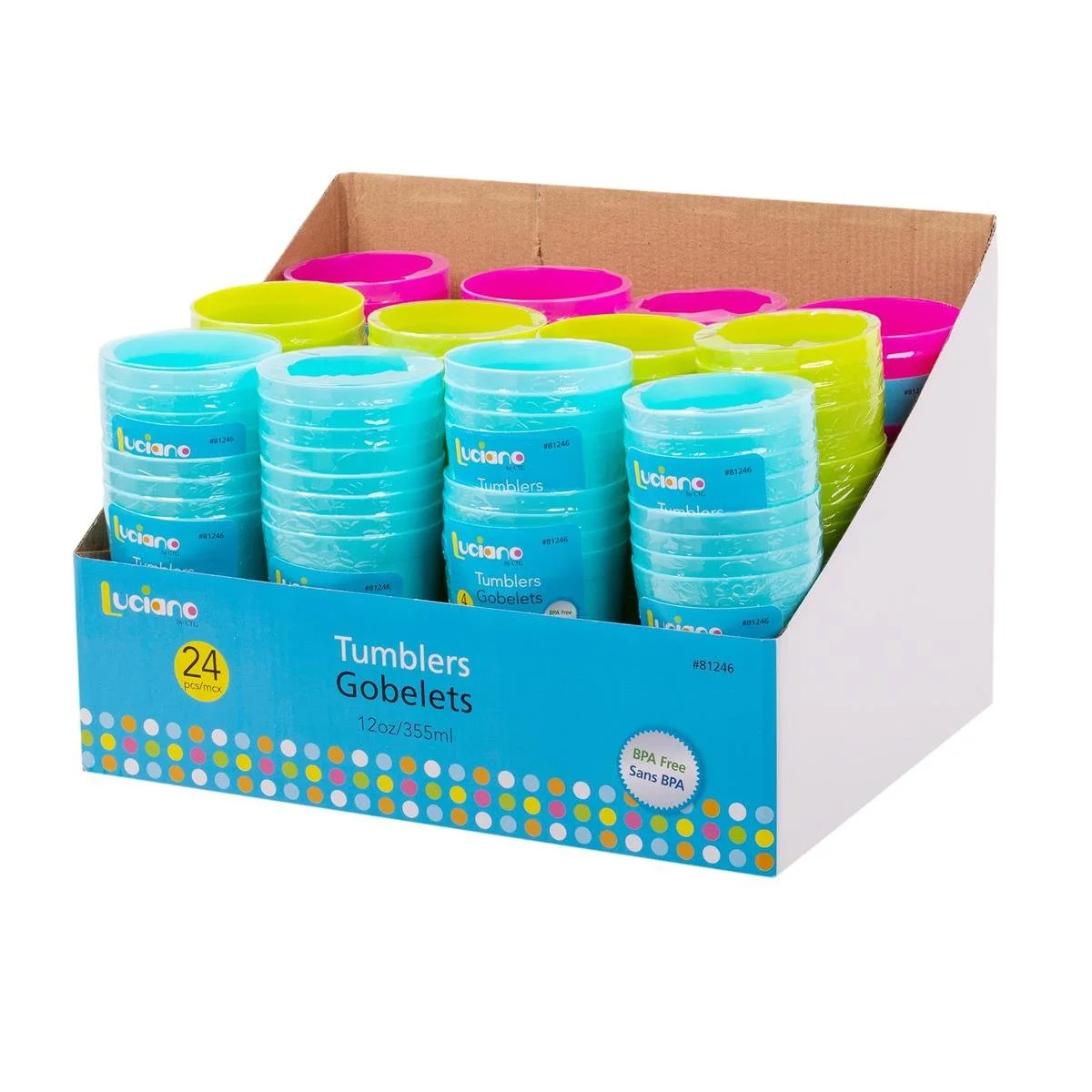 Luciano Set/4 12oz. Tumblers, 3cols., 24/dsp