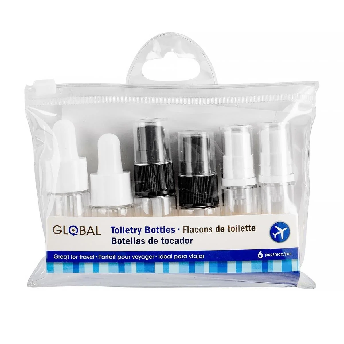 Global 6-pc Mini Travel Bottles Toiletry Pouch