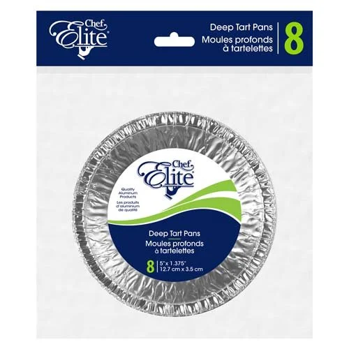 Chef Elite – Deep Tart Pans – 5″ dia. x 1.375″ – 8Pk