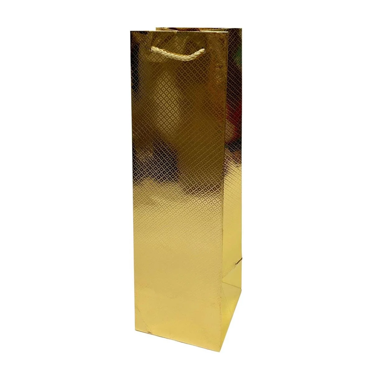 Paper T. Gift Bag, Bottle, Metallic Embossed Gold, 210GSM