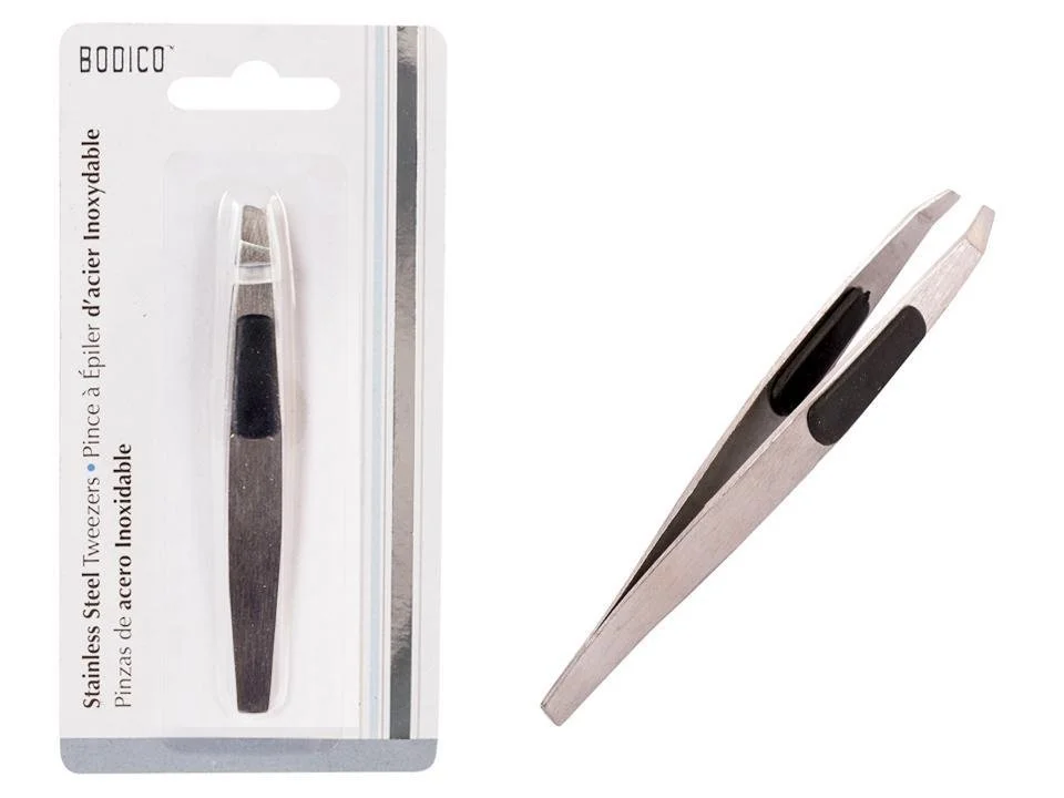 Bodico S/S Tweezer w/Grippers, b/c, col. black grip