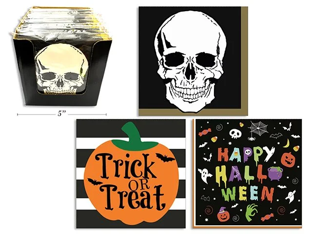 20ct Hween 2-Ply Cocktail Napkin Assortment in Display 5in x 5in. 3 Asst.