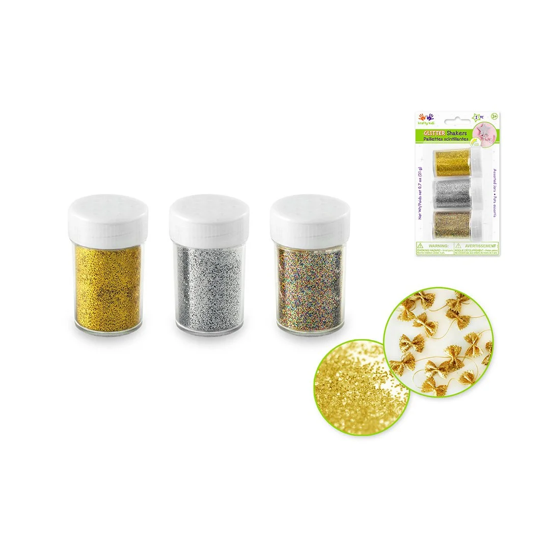 Twinkle Town: Glitter Shaker Jars with Screw-Top A - Gold/Silver/Multi