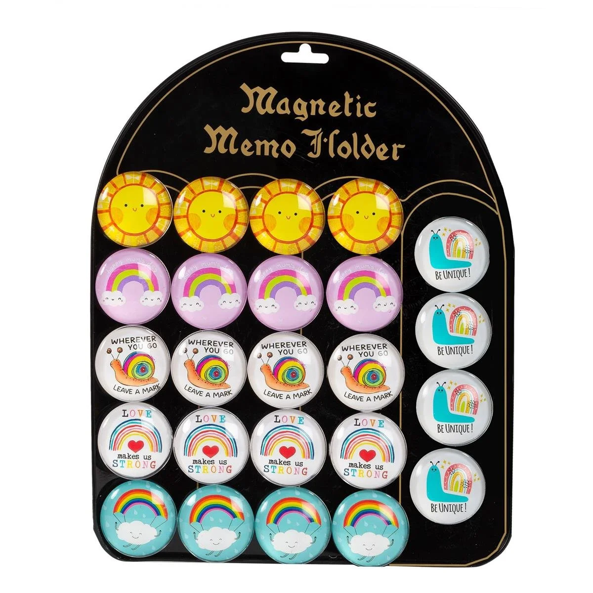 Sunshine & Rainbows Round Glass Magnet 1.5", 6 Asstd