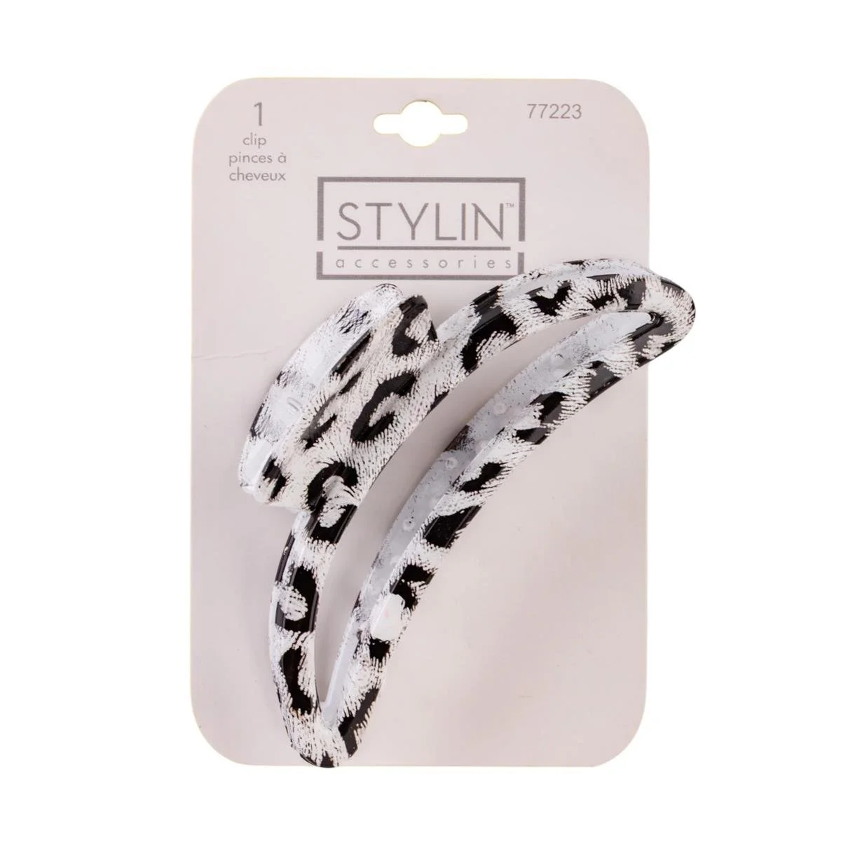 Stylin, White Leopard Print Claw Clip