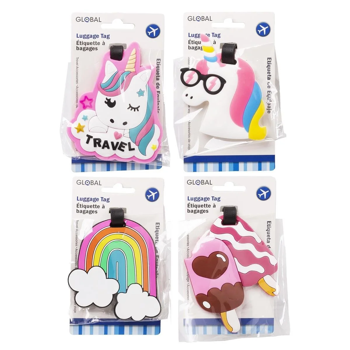 Global, "Magical" Luggage Tag PVC, 4-asst, 8x9cm